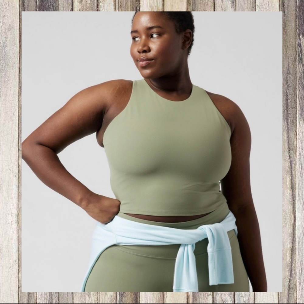 ATHLETA Conscious Crop tank top EUCALYPTUS OLIVE NWT
